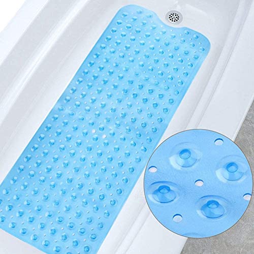 Ruiuzioong Badewannenmatte für die Badewanne, Extra Lang Badewanneneinlage mit Abflusslöchern und Saugnäpfen, rutschfeste Duschmatte,maschinenwaschbar Antirutschmatte (Blau,40 x 100 cm) von Ruiuzioong