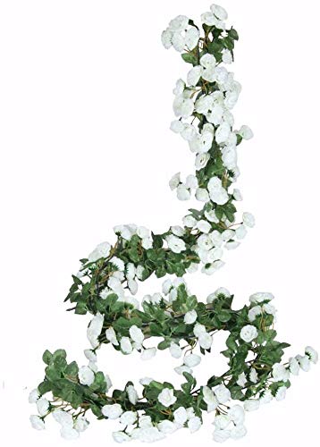 Ruiuzioong Blumengirlande Gefälschte Rose Vine 4pcs Künstliche Blumen Hängende Rose Efeu Hängende Körbe Hochzeit Bogen Garten Hintergrund Dekor (Weiß) von Ruiuzioong