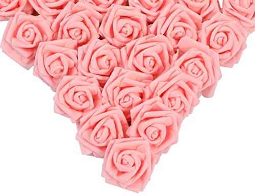 Ruiuzioong Schaumrosen Künstliche Rosen Blumen Rosenköpfe Rosenblüten 50Stück Kunstblumen Foamrosen Brautstrauß DIY Party Hause Hochzeit Deko (Peach Pink) von Ruiuzioong