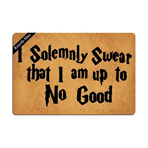Ruiyida I Solemnly Swear That I Am Up to No Good Entrance Fußmatte Lustige Fußmatte Dekorative Fußmatte Vlies 60 x 40 cm, maschinenwaschbare Stoffoberfläche von Ruiyida