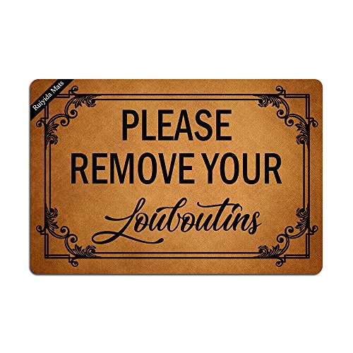 Ruiyida Mats Fußmatte mit Aufschrift „Please Remove Your Louboutins“, lustige Fußmatte für den Innen- und Außenbereich, Vliesstoff, 60 x 40 cm, maschinenwaschbar, Oberseite aus Stoff Ruiyida Mats Fußmatte mit Aufschrift „Please Remove Your Louboutins“, lustige Fußmatte für den Innen- und Außenbereich, Vliesstoff, 60 x 40 cm, maschinenwaschbar, Oberseite aus Stoff von Ruiyida Mats