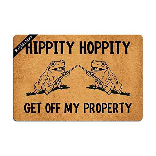 Eingangsmatte Hippity Hoppity Get Off My Property Lustige Fußmatte Dekorativ Indoor Vlies 60 x 40 cm Maschinenwaschbare Stoffoberfläche von Ruiyida
