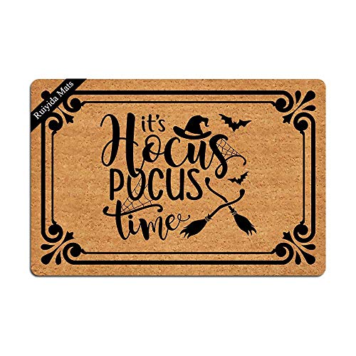 Fußmatte mit Aufschrift "It's Hocus Pocus Time Witch Eingangs", lustige Fußmatte, dekorative Fußmatte für den Innenbereich, Vliesstoff, 60 x 30 cm, maschinenwaschbar, Oberseite aus Stoff von Ruiyida