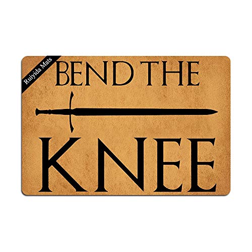 Ruiyida Fußmatte, Motiv: Game of Thrones Got "Bend The Knee", personalisierbar, Heimdekoration, Haushaltsteppiche und -matten, Geschenkideen, 60 x 40 cm, maschinenwaschbar, Stoffoberteil von Ruiyida