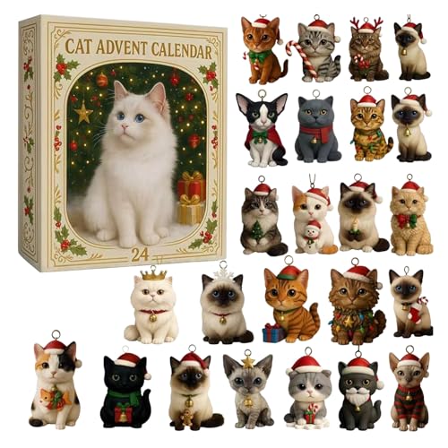 Rukjmqi Adventskalender Für Katzenliebhaber,2D Acryl Katzen Kalender Mit 24 Fächern - Künstlerischer Festtagsschmuck Für Frauen Männer Jugendliche Erwachsene Rukjmqi Adventskalender Für Katzenliebhaber,2D Acryl Katzen Kalender Mit 24 Fächern - Künstlerischer Festtagsschmuck Für Frauen Männer Jugendliche Erwachsene von Rukjmqi