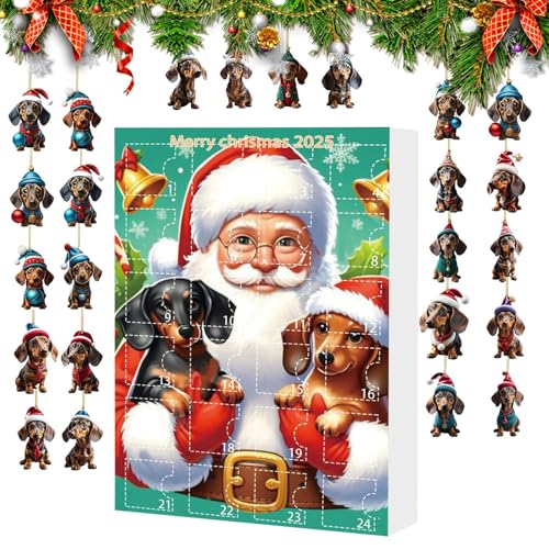 Rukjmqi Adventskalender | Hund 2025 24 Tage Weihnachtsschmuck Kalender,Niedliche Deko Für Dezember Fest Wohnzimmer Kinder Feier Eingangsbereich Schlafzimmer Teenager von Rukjmqi