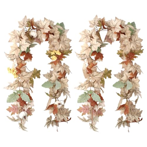 Rukjmqi Blattgirlande - Herbstgirlande mit Ahornblättern, 180 cm/6 Fuß - Herbstranken-Herbstgirlande, künstliche Herbstlaubgirlande für Thanksgiving, Bauernhaus-Herbstdekoration Rukjmqi Blattgirlande - Herbstgirlande mit Ahornblättern, 180 cm/6 Fuß - Herbstranken-Herbstgirlande, künstliche Herbstlaubgirlande für Thanksgiving, Bauernhaus-Herbstdekoration von Rukjmqi