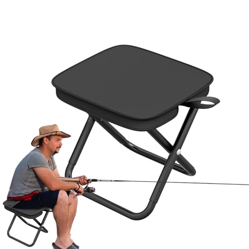 Rukjmqi Camping Hocker Klappbar, Mini Klapphocker, 11,22x10,43x9,05 Zoll Tragbarer Klapphocker, Edelstahl, Oxford Stoff Leichter Faltbarer Hocker Für Outdoor-Wanderungen, Rucksacktouren, Angelpi von Rukjmqi