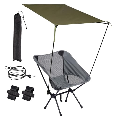 Rukjmqi Campingstuhl Schattenspender | Stuhl Sonnenschutz - Robustes Tragbares Sonnendach Schirm Für Lounge Erwachsene Reisen Angeln Terrasse Festivals Garten Outdoor Wandern von Rukjmqi