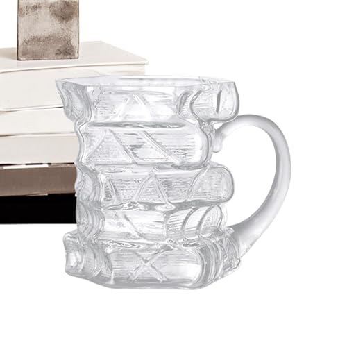 Rukjmqi Gläserne Buch Tasse - Design Kaffeetasse Bibliotheksmotiv - Hält Heiße Und Kalte Getränke - Für Leser, Lehrer, Buchliebhaber von Rukjmqi