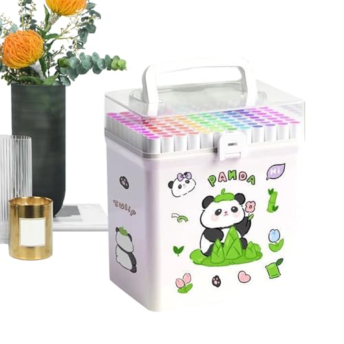 Rukjmqi Kinder Zeichenstift | 120 Farben Tiercartoon-Design Malset - Schnelltrocknender Graffitistift Zum Schreiben Malen Skizzieren von Rukjmqi