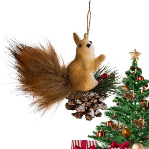 Rukjmqi Künstliche Eichhörnchen-Weihnachtsschmuck,Tier-Weihnachtsschmuck | Weihnachtsdekoration Eichhörnchen-Figur-Ornamente,Simulierter Eichhörnchen-Ornament für Weihnachtsbäume, Häuser, Geburtstage, von Rukjmqi
