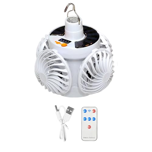Rukjmqi Solar Ventilatoren | Solarbetriebener Ventilator Für Draußen Mit Beleuchtung,Wasserdichte faltbare Laterne Fernbedienung Beleuchtung für Zimmer Campingurlaub Zelt Picknick von Rukjmqi