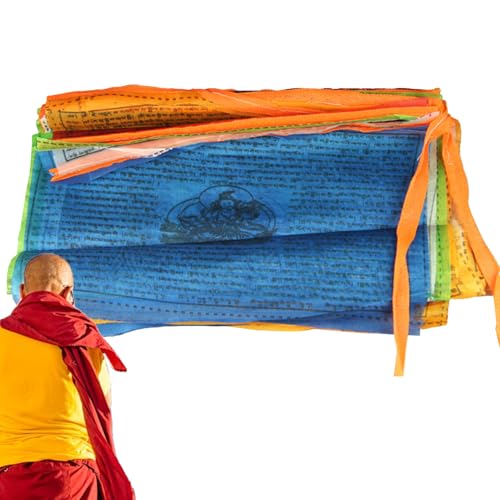 Rukjmqi Tibetische Gebetsfahnen Outdoor | 20 Stück Buddhistische Zen Flaggenbanner,25x15 Cm Friedliche Dekoration Tibetische Gebetsflaggen Für Wand Hof Außenbereich Innenbereich Spirituelle Atmosphäre von Rukjmqi