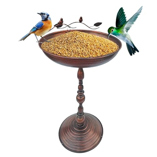 Rukjmqi Vogelbad, Stehender Vogelfutterspender Mit Wasserschale, Antik-Optik Eisenstatue Mit Futterschale Für Garten Terrasse Innenhof Balkon von Rukjmqi