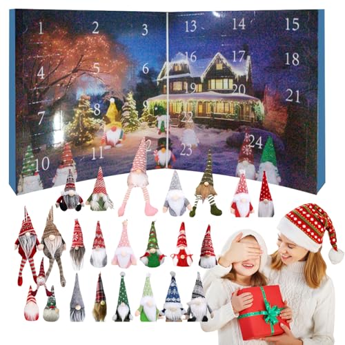 Rukjmqi Zwergen Adventskalender 42x21cm Adventskalender Mit 24 Weihnachtszwergen Figuren, Lustige Spielzeug Figuren Für Kinder, Dekoration Für Fensterbank, Wohnzimmer Geschenkidee von Rukjmqi