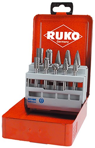 RUKO Kleinfrässtiftesatz Schaft-D.10/12mm 10tlg.HM Verz.Kreuz Metallkassette von Ruko