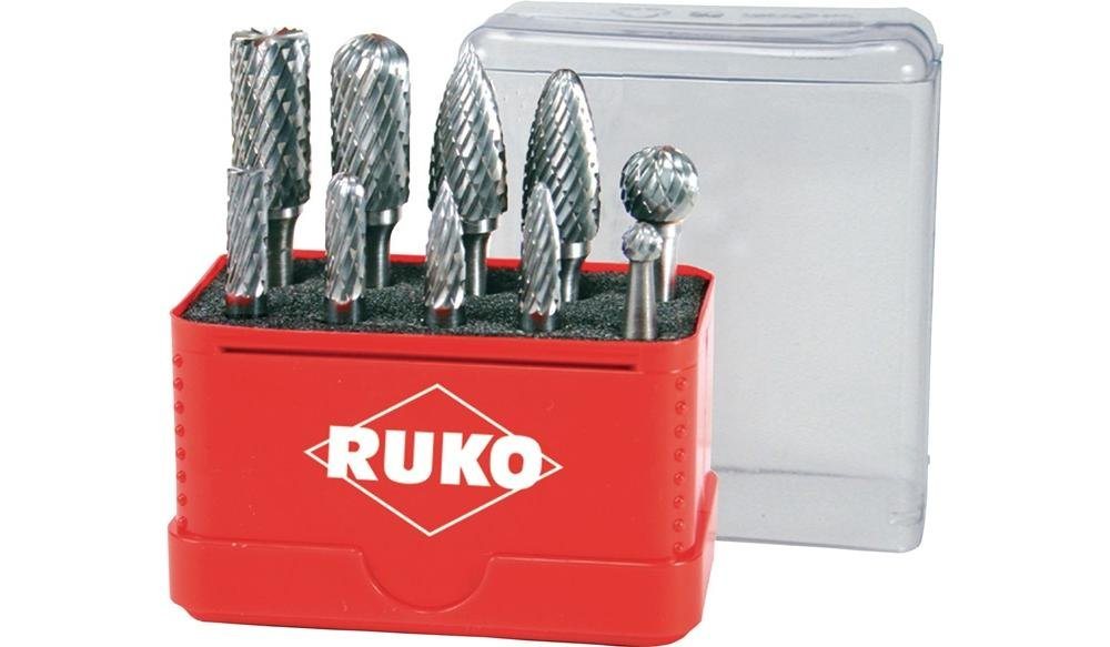 Ruko Fräser-Set Frässtiftsatz Schaft-Ø 6 mm 10 teilig HM ZYA-ST/WRC/SPG/RBF/KUD von Ruko