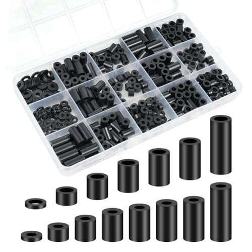 Rukurmo Nylon-Abstandshalter, Kunststoff-Unterlegscheiben Sortiment Set Kit 345 Stück Elektrische Auslassschraubenabstandshalter, M3 Schwarzes Rundabstandhalter Set Kit Rukurmo Nylon-Abstandshalter, Kunststoff-Unterlegscheiben Sortiment Set Kit 345 Stück Elektrische Auslassschraubenabstandshalter, M3 Schwarzes Rundabstandhalter Set Kit von Rukurmo