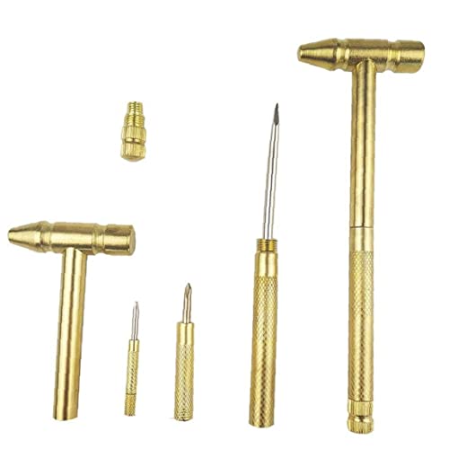 6 in 1 Kupferhammer Kleine Runde Hammer Ein Multifunktionaler Mini-nagelhammer-schraubendreher Flaschenöffner Goldene Farbe Dauerhaft von Ruluti