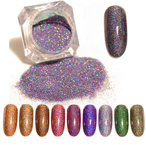 Ruluti 1 Box Sternenry Holographisches Nagelglitter Powder Holo DURCH Manicure Nagel Kunst Flitter PULVERDOCKING von Ruluti