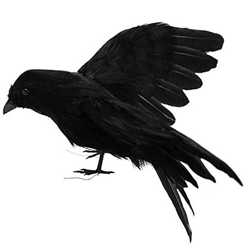 Ruluti 1 Stück Realistische Krähen Lebensgünstige, Handgemachte Künstliche Schwarze Gefälschte Falsche Krähe Für Halloween-Dekorationen Vögel von Ruluti