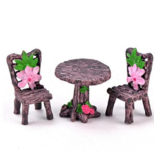 Ruluti 1set Mini Tische Und Stühle Harz Fairy Garten Zubehör Miniatur DIY Kit Ornamente Feen Puppenhaus Zubehör Micro Landschaft Dekoration Fee Gartenbedarf von Ruluti