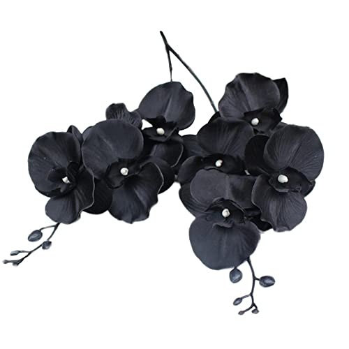 Ruluti Künstliche Schwarze Orchidee 2 Stücke Seide Gefälschte Zweig Home Decoration von Ruluti