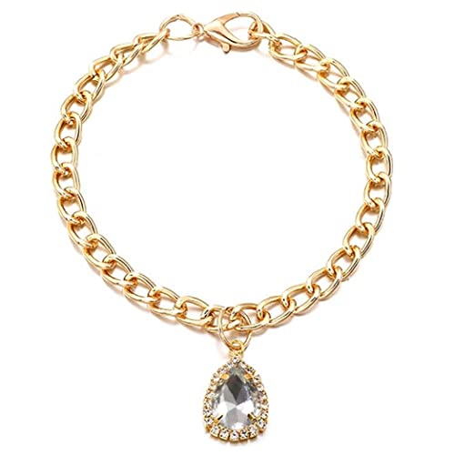 Ruluti Rhinestones Cat Collars 1pc Gold Chain with Drop-Shaped Rhinestones Adjustable Crystal Cat Collar for Small Cats and Dogs von Ruluti