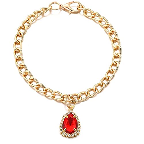 Ruluti Rhinestones Cat Collars 1pc Gold Chain with Drop-Shaped Rhinestones Adjustable Crystal Cat Collar for Small Cats and Dogs von Ruluti