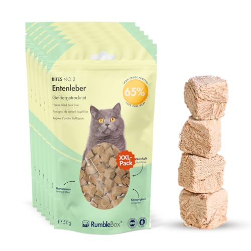 RumbleBox XXL 100% Entenleber Gefriergetrocknete Katzensnacks, Monoprotein Leckerlis ohne Getreide und Zucker für Allergiker, NUR 1 ZUTATEN (Sparbox 6x50g) RumbleBox XXL 100% Entenleber Gefriergetrocknete Katzensnacks, Monoprotein Leckerlis ohne Getreide und Zucker für Allergiker, NUR 1 ZUTATEN (Sparbox 6x50g) von RumbleBox