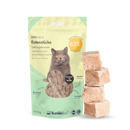 RumbleBox 100% Entenstücke, gefriergetrocknete Katzensnacks 50g von RumbleBox