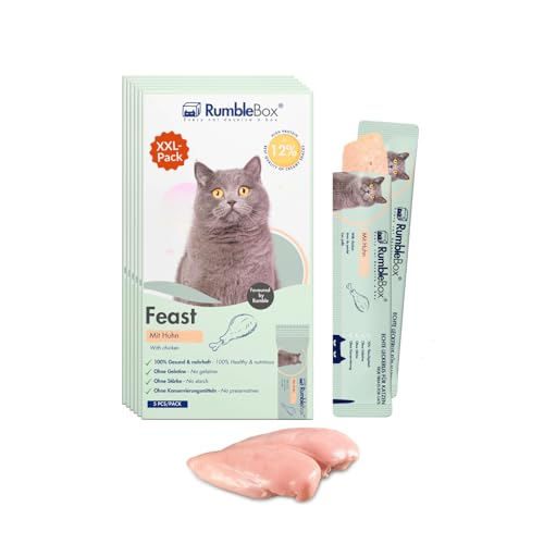 RumbleBox Schleckies mit 70% Huhn & 0% schädliche Zusätze, getreidefrei & zuckerfrei für Allergiker, Gesunde Leckerlis für Katzen mit nur 5 Zutaten (Sparbox XXL 6x75g) RumbleBox Schleckies mit 70% Huhn & 0% schädliche Zusätze, getreidefrei & zuckerfrei für Allergiker, Gesunde Leckerlis für Katzen mit nur 5 Zutaten (Sparbox XXL 6x75g) von RumbleBox