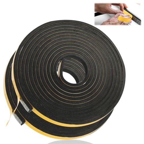 2 Rollen Dichtungsband Selbstklebend für Türen, Gummidichtung Türdichtung Dichtungsband Selbstklebendes, Dichtband für Türen Fenster Schaumstoffband Türdichtung für Kollision 10mm(W) x6mm(H) x10m(L) von Rumgug