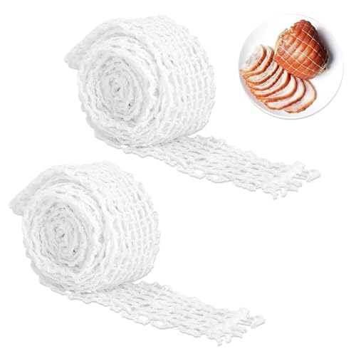 2 Rollen Fleischnetz Für Rollbraten Netz, Schinkennetz Rollbratennetz Bratennetz Räuchernetz Schinken Netz Baumwollfaden Rouladennetz Elastisch Baumwoll Netz Zum Aufbewahren Braten Aufhängen (200CM) von Rumgug