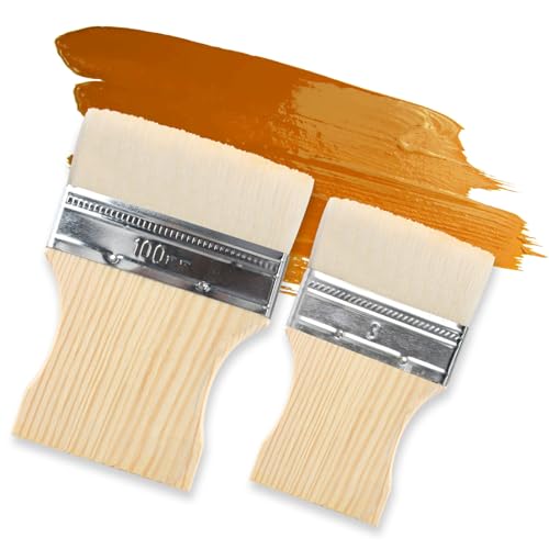 2 Stück Paddle Flächenpinsel, Grundierpinsel Allround Flächenstreicher Hake Pinsel Flache Breite Seehechtbürste Seehecht Aquarellpinsel Bambusgriff Pinsel Aquarellpinsel Bambusgriff Pinsel Aquarell von Rumgug