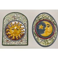Porzellan Wandbehang Sonne&mond Teller #26 # von RumiCollectibles