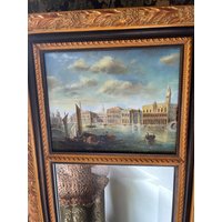 Wandspiegel Holzrahmen Bei Top Ölgemälden Venezia Künstler Signiert von RumiCollectibles