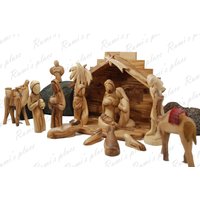 Olivenholz Krippenset Gesichtslose Figuren Weihnachtskrippe Geschenk Aus Bethlehem Des Heiligen Landes von RumisPlace