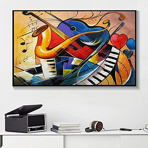 Abstract Music Wall Art Guitar Canvas Painting Wall Posters and Prints Cuadros Colorful Pictures for Living Room Decor 60x90cm Frameless von Rumlly