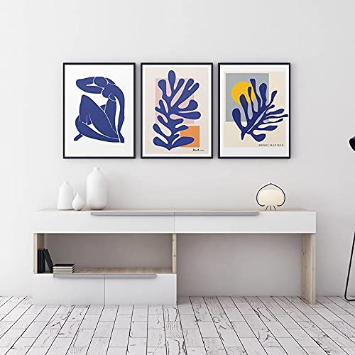 Abstrakte Dekoration auf Leinwand, Gemälde, berühmter Henri Matisse, blauer Akt, Poster, Druck, Wandbild für Wohnzimmer, 20 x 30 cm x 3 Rahmenlos von Rumlly