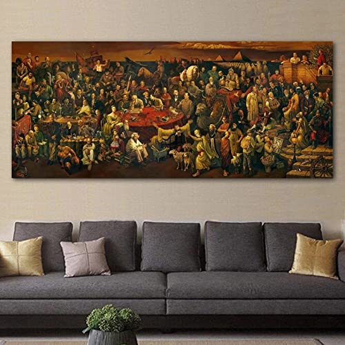 Berühmtes Kunstwerk auf Leinwand, Gemälde, das die göttliche Komödie mit Dante bespricht, Wandkunst, Bilder, Druck, Poster für Wohnzimmerdekoration, 60 x 120 cm, rahmenlos von Rumlly