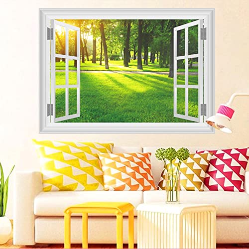 Fenster Natur Landschaftsansicht Leinwand Wandkunst Bilder Wohnkultur Wohnzimmer Schlafzimmer Wand Poster und Drucke Wandbild 60x90cm Rahmenlos von Rumlly