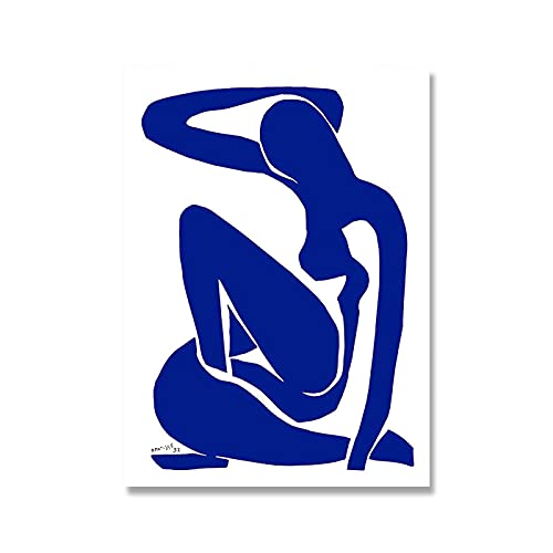 Henri Matisse Blaue Frau Poster Kunstdruck Bild Abstrakte Retro Leinwand Malerei Schlafzimmer Wohnkultur Wandkunst Gemälde 50x70cm Rahmenlos von Rumlly