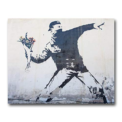 Love is In The Air Banksy Leinwand Kunst Poster Malerei Wandkunst Wohnkultur Bild Nordic Wohnzimmer Dekoration Bild 80x110cm Rahmenlos von Rumlly