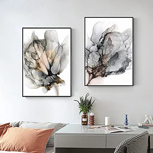 Malerei auf Leinwand Schwarz Weiß Aquarell Blühende Blumen Poster und Drucke Kunstwerke Bilder für Wohnzimmer Wohnkultur 50x70cmx2 Rahmenlos Malerei auf Leinwand Schwarz Weiß Aquarell Blühende Blumen Poster und Drucke Kunstwerke Bilder für Wohnzimmer Wohnkultur 50x70cmx2 Rahmenlos von Rumlly