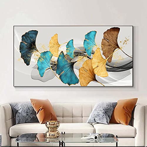 Nordic Abstract Golden Ginkgo Leaf Leinwand Malerei Poster und Drucke Wandkunst Bilder Moderne Wohnzimmer Wohnkultur 60x120cm Rahmenlos von Rumlly