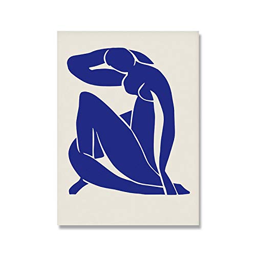 Rumlly Abstrakte Leinwand Wandkunst Gemälde Matisse Blue Nude Poster Hd Print Wandbild für Wohnzimmer Home Decoration 35x50cm Rahmenlos von Rumlly