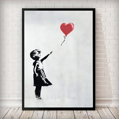 Rumlly Banksy Mädchen mit Ballon Wandkunst Leinwand Poster und Drucke Leinwand Gemälde Bild für Büro Wohnzimmer Wohnkultur 20x30cm rahmenlos von Rumlly