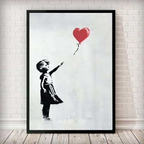 Rumlly Banksy Mädchen mit Ballon Wandkunst Leinwand Poster und Drucke Leinwand Malerei Bild für Büro Wohnzimmer Wohnkultur 40x60cm rahmenlos von Rumlly
